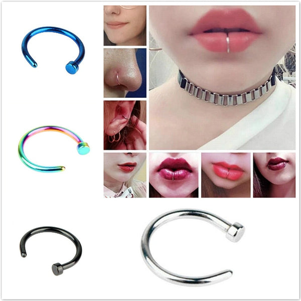 2018 New Medical Titanium Punk Clip on Fake Piercing Body Nose Lip Rings Unisex Nose Ring Women Septum Piercing Jewelry