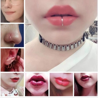 2018 New Medical Titanium Punk Clip on Fake Piercing Body Nose Lip Rings Unisex Nose Ring Women Septum Piercing Jewelry