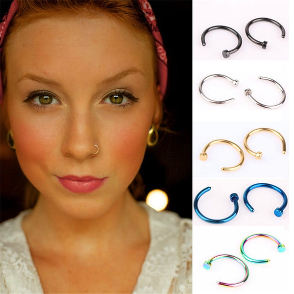 2018 New Medical Titanium Punk Clip on Fake Piercing Body Nose Lip Rings Unisex Nose Ring Women Septum Piercing Jewelry