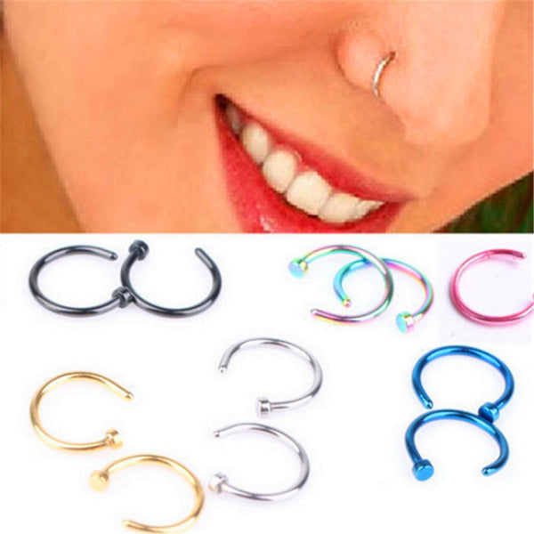 2018 New Medical Titanium Punk Clip on Fake Piercing Body Nose Lip Rings Unisex Nose Ring Women Septum Piercing Jewelry
