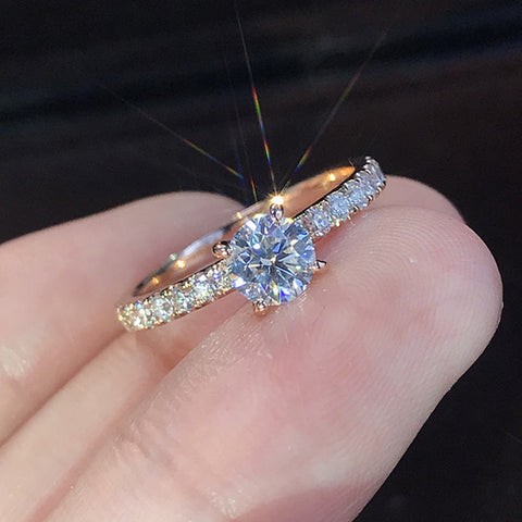 New Trendy Crystal Engagement Design Hot Sale Rings For WomenWhite Zircon Cubic elegant rings Female Wedding jewelry
