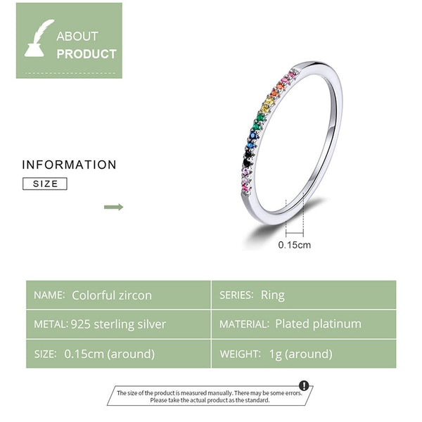 WOSTU Hot Sale Authentic 925 Sterling Silver Colorful Zircon Ring For Women Gift Mean Coloful Life And Show Nice Future CQR583