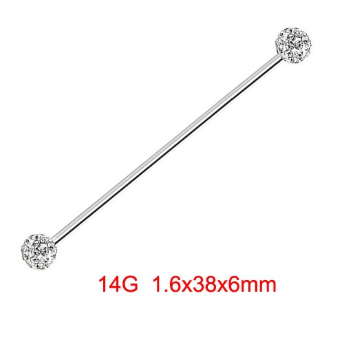 14G 1.6mm 38mm Long Straight Industrial Barbell Stainless Steel Arrow Rings Tragus Ear Piercing
