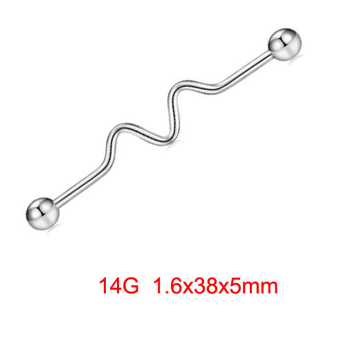 14G 1.6mm 38mm Long Straight Industrial Barbell Stainless Steel Arrow Rings Tragus Ear Piercing