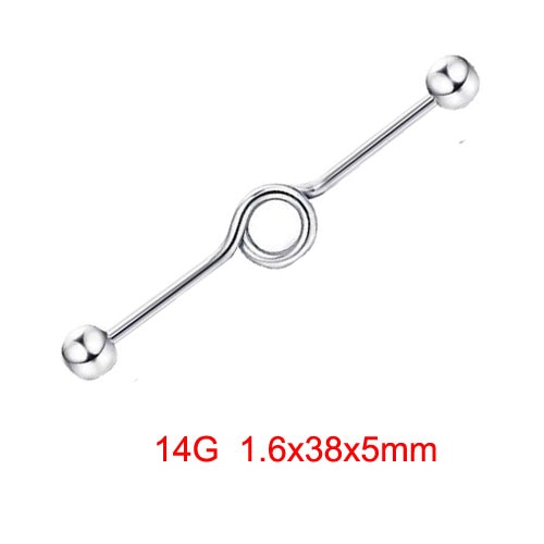 14G 1.6mm 38mm Long Straight Industrial Barbell Stainless Steel Arrow Rings Tragus Ear Piercing