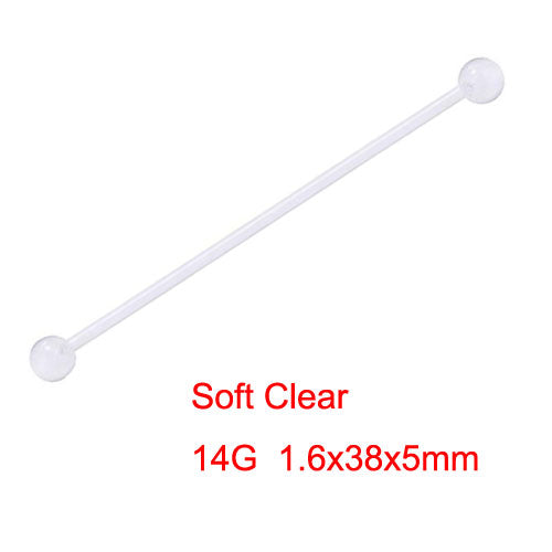 14G 1.6mm 38mm Long Straight Industrial Barbell Stainless Steel Arrow Rings Tragus Ear Piercing