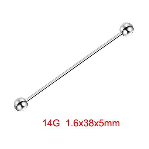 14G 1.6mm 38mm Long Straight Industrial Barbell Stainless Steel Arrow Rings Tragus Ear Piercing