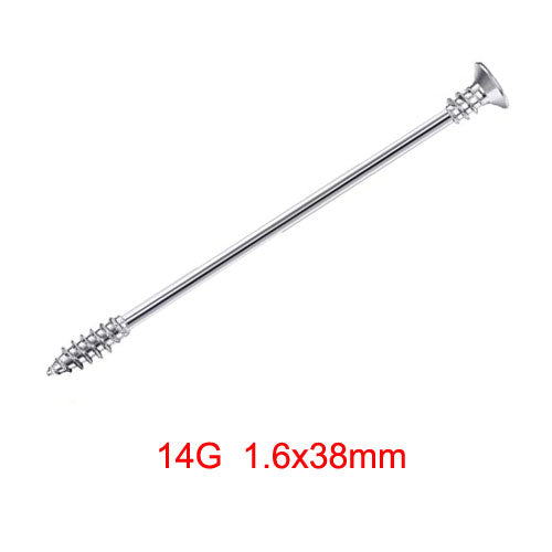 14G 1.6mm 38mm Long Straight Industrial Barbell Stainless Steel Arrow Rings Tragus Ear Piercing