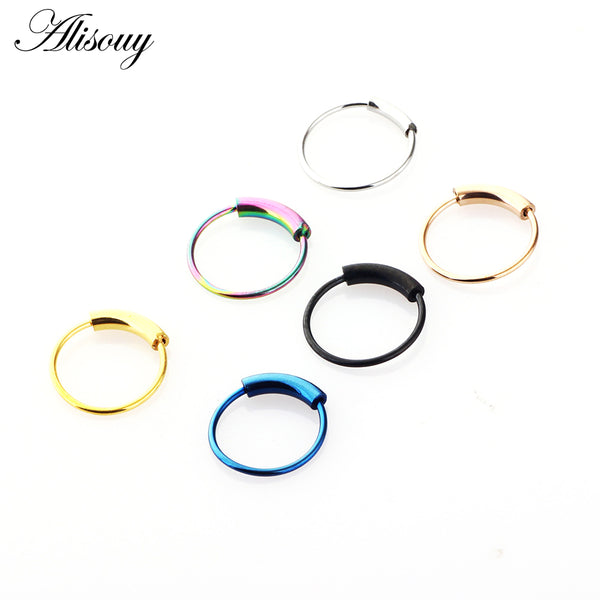 1pc 22g 6/8/10mm Steel Hinged Clicker circle ring Piercing Nose Ring Hoop Lip Ear Ring Body Jewelry Piercing Clip Gift