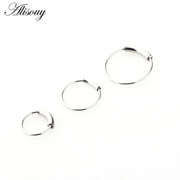 1pc 22g 6/8/10mm Steel Hinged Clicker circle ring Piercing Nose Ring Hoop Lip Ear Ring Body Jewelry Piercing Clip Gift
