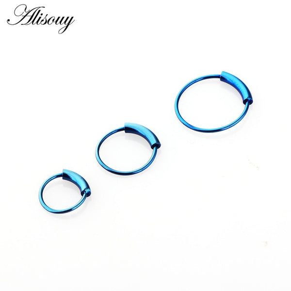 1pc 22g 6/8/10mm Steel Hinged Clicker circle ring Piercing Nose Ring Hoop Lip Ear Ring Body Jewelry Piercing Clip Gift