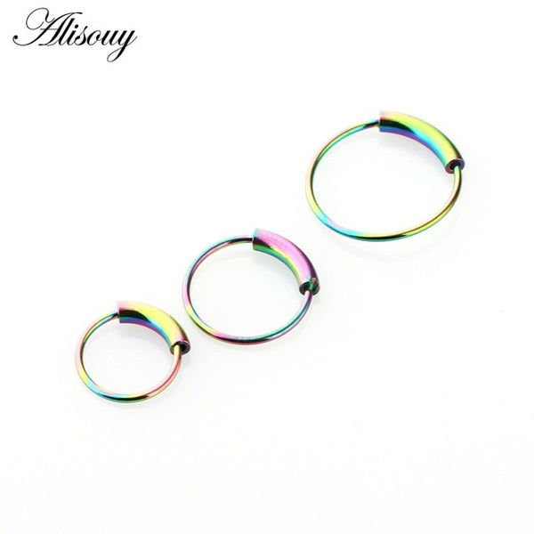 1pc 22g 6/8/10mm Steel Hinged Clicker circle ring Piercing Nose Ring Hoop Lip Ear Ring Body Jewelry Piercing Clip Gift