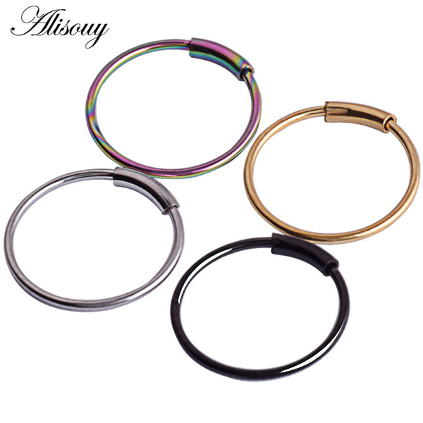 1pc 22g 6/8/10mm Steel Hinged Clicker circle ring Piercing Nose Ring Hoop Lip Ear Ring Body Jewelry Piercing Clip Gift