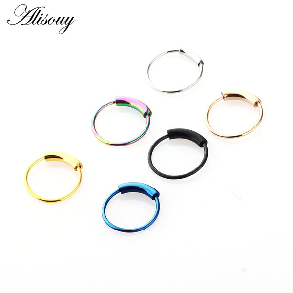 1pc 22g 6/8/10mm Steel Hinged Clicker circle ring Piercing Nose Ring Hoop Lip Ear Ring Body Jewelry Piercing Clip Gift