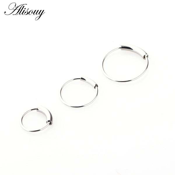 1pc 22g 6/8/10mm Steel Hinged Clicker circle ring Piercing Nose Ring Hoop Lip Ear Ring Body Jewelry Piercing Clip Gift
