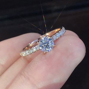 New Trendy Crystal Engagement Design Hot Sale Rings For WomenWhite Zircon Cubic elegant rings Female Wedding jewelry