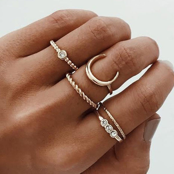 11 Pcs/Set Simple Design Round Gold Color Rings Set For Women Handmade Geometry Finger Ring Set Female Jewelry Gifts