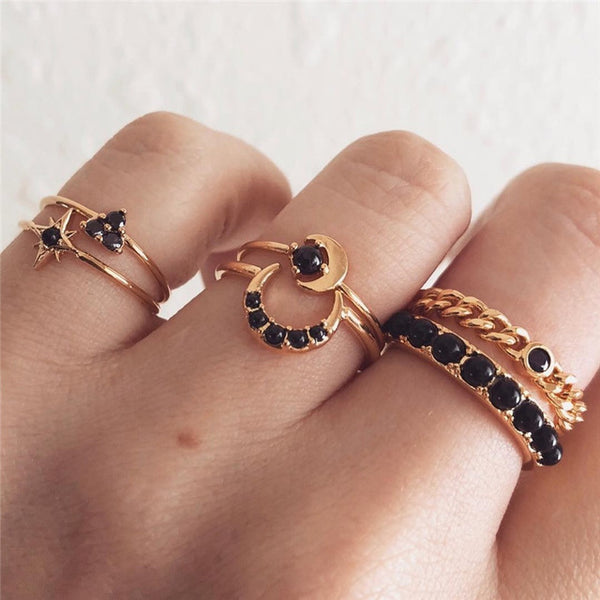 11 Pcs/Set Simple Design Round Gold Color Rings Set For Women Handmade Geometry Finger Ring Set Female Jewelry Gifts