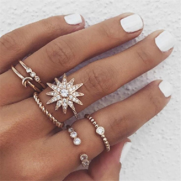 11 Pcs/Set Simple Design Round Gold Color Rings Set For Women Handmade Geometry Finger Ring Set Female Jewelry Gifts