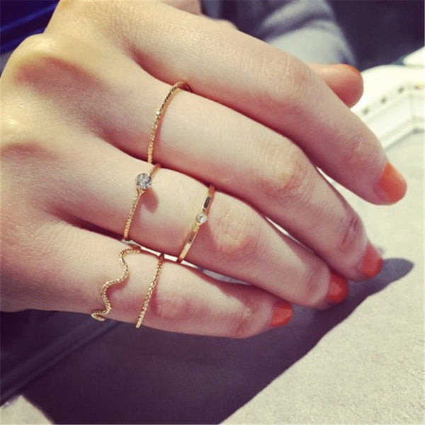 11 Pcs/Set Simple Design Round Gold Color Rings Set For Women Handmade Geometry Finger Ring Set Female Jewelry Gifts