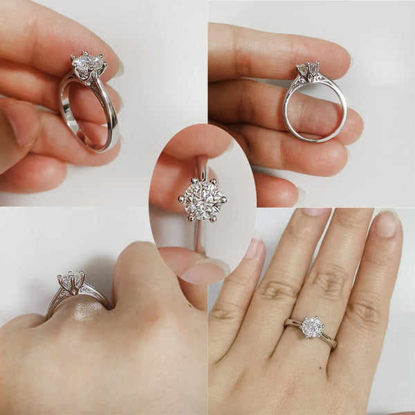 925 Sterling Silver Rings with  6.5mm  round shape best qaulity cubic zirconia stone for  Women Party Jewelry