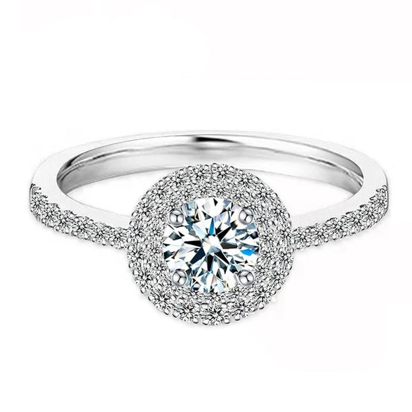 18k white gold Ring with 5mm round shape DF moissanite stone for Women Party Jewelry