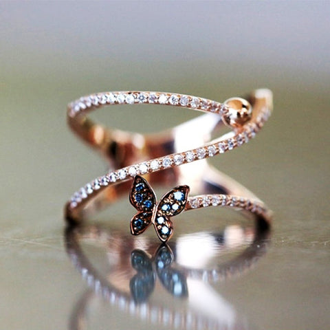 Romantic Finger Ring For Women With Luxury Rose Gold Color Butterfly Shaped Gift Twist Knucle Rings Adjustable Midi Rings