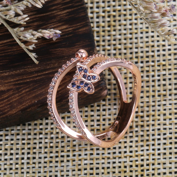 Romantic Finger Ring For Women With Luxury Rose Gold Color Butterfly Shaped Gift Twist Knucle Rings Adjustable Midi Rings