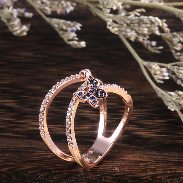 Romantic Finger Ring For Women With Luxury Rose Gold Color Butterfly Shaped Gift Twist Knucle Rings Adjustable Midi Rings