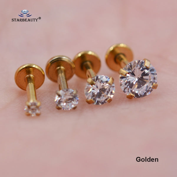 Top 4 pcs/lot 1.2x6mm Bright Bijoux Nose Piercing Labret Lip Ring Nostril Piercing Oreja Pircing Tragus Piercing Helix Nose Ring