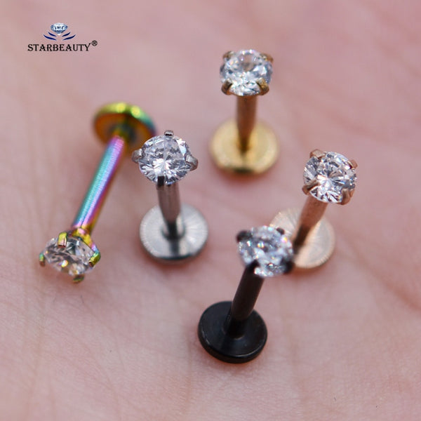 Top 4 pcs/lot 1.2x6mm Bright Bijoux Nose Piercing Labret Lip Ring Nostril Piercing Oreja Pircing Tragus Piercing Helix Nose Ring