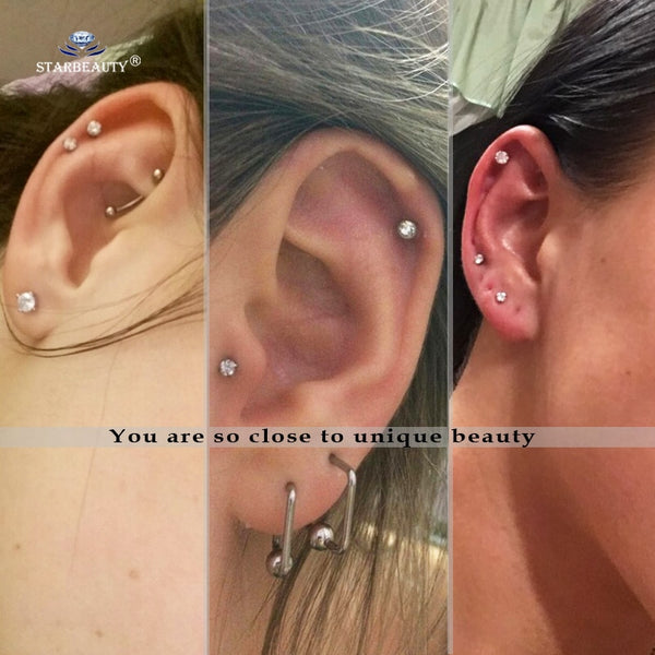 Top 4 pcs/lot 1.2x6mm Bright Bijoux Nose Piercing Labret Lip Ring Nostril Piercing Oreja Pircing Tragus Piercing Helix Nose Ring