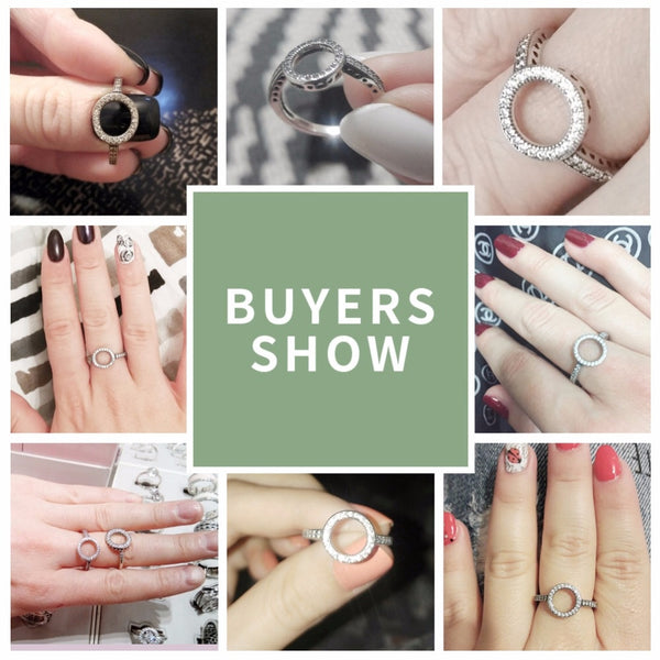 100% Genuine 925 Sterling Silver Forever Clear Black CZ Circle Round Finger Rings for Women