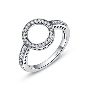 100% Genuine 925 Sterling Silver Forever Clear Black CZ Circle Round Finger Rings for Women