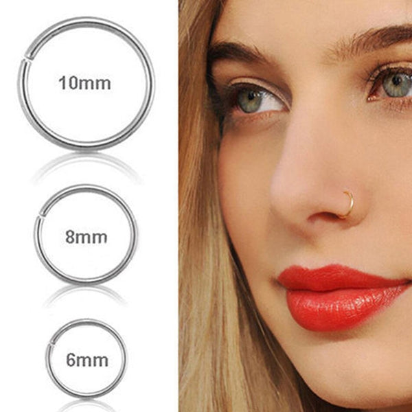 Stainless Steel Seamless Segment Rings Nose Hoops Ear Piercing Tragus Nose Rings Ear Cartiliage Tragus Sexy Body Jewelry