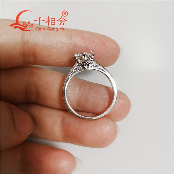 925 Sterling Silver Rings with  6.5mm  round shape best qaulity cubic zirconia stone for  Women Party Jewelry