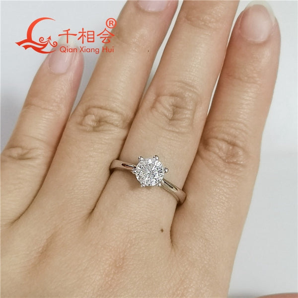 925 Sterling Silver Rings with  6.5mm  round shape best qaulity cubic zirconia stone for  Women Party Jewelry